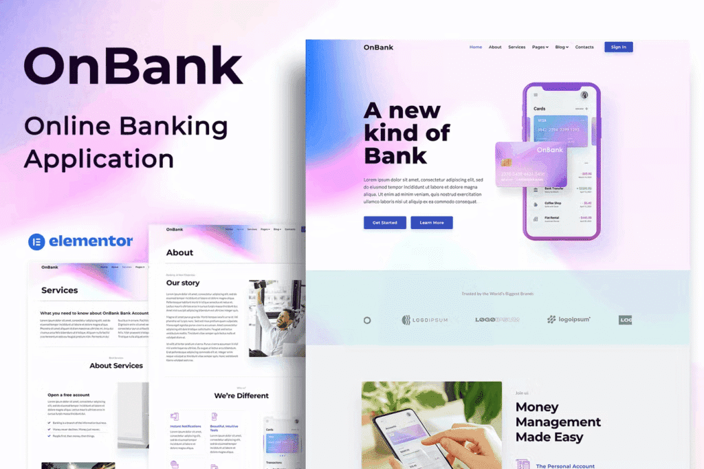 OnBank – Online Banking & Money Transfers Elementor Kit