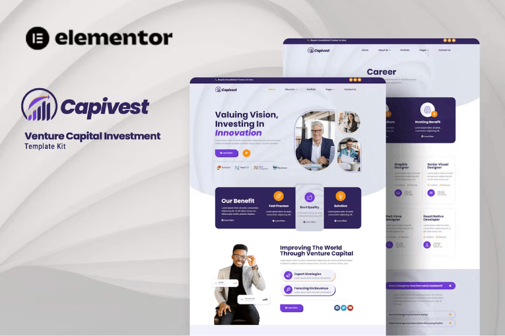 Capivest – Venture Capital & Investment Firm Elementor Template Kit