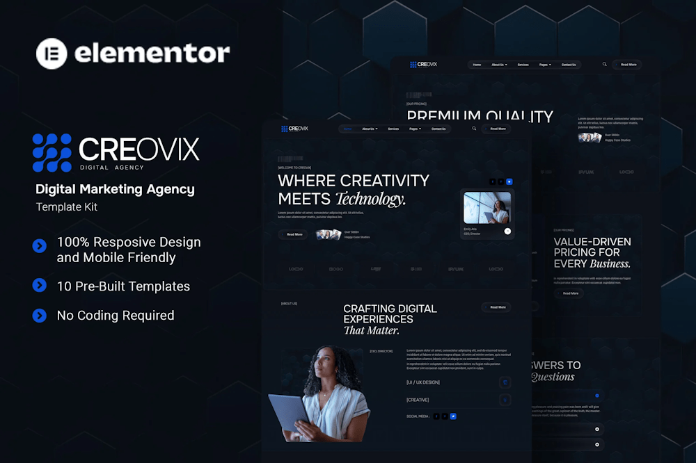 Creovix – Digital Marketing Agency Elementor Template Kit