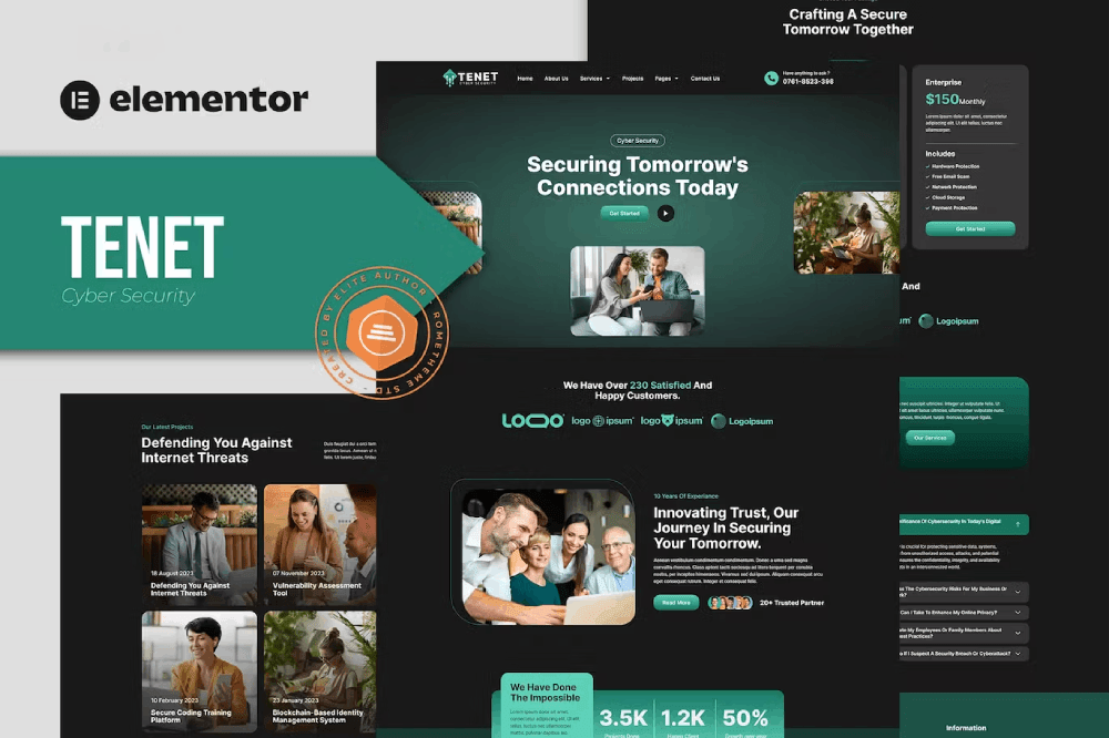 Tenet – Cyber Security Services Elementor Pro Template Kit