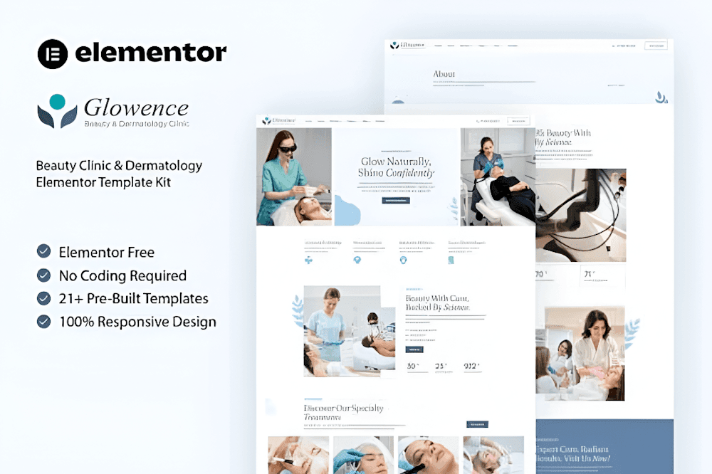 Glowence – Beauty Clinic & Dermatology Elementor Template Kit