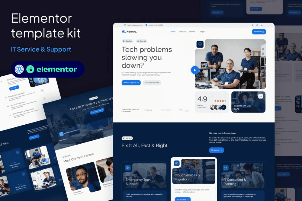 Nexolve – IT Service & Support Elementor Template Kit