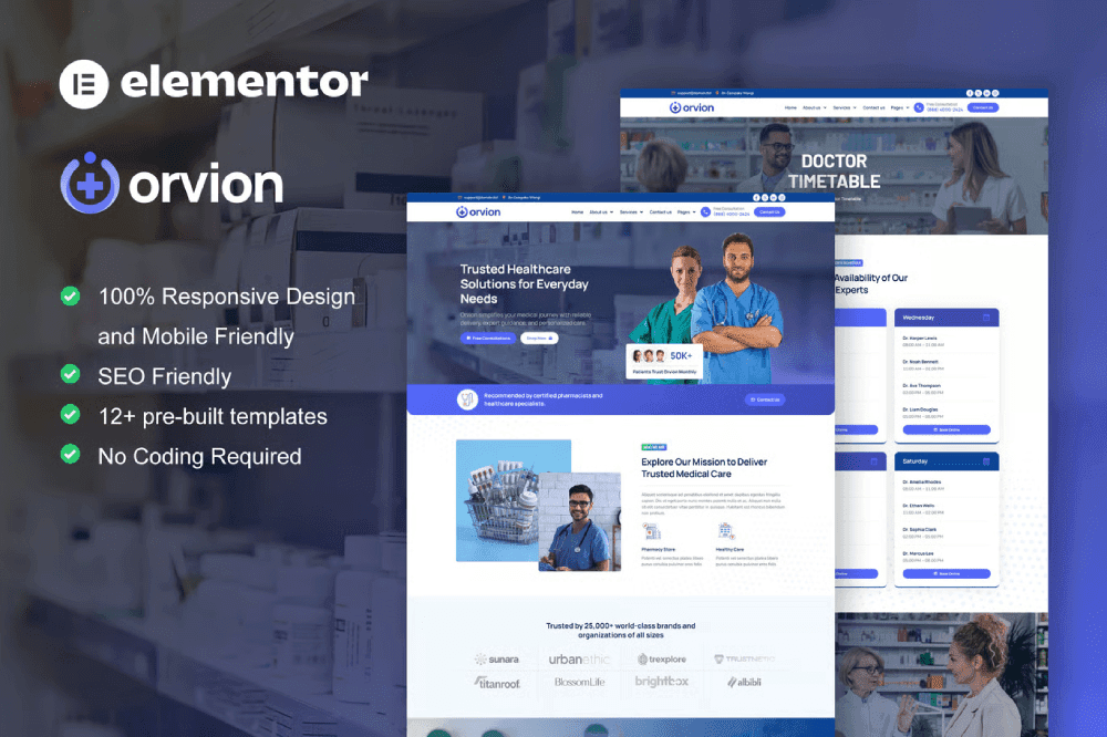 Orvion – Pharmacy & Medical Service Elementor Pro Template Kit