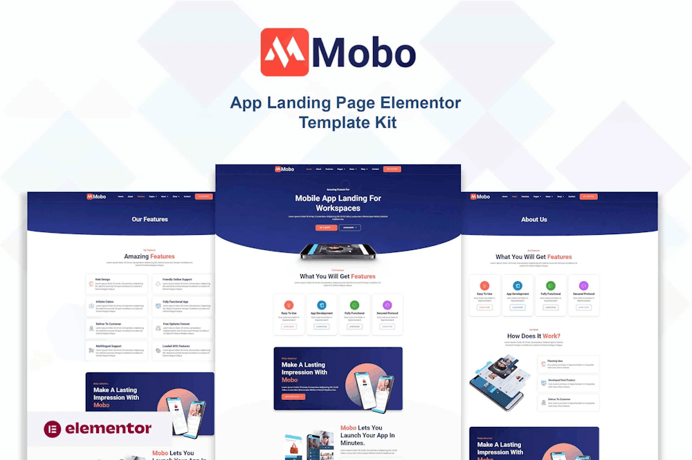 Mobo – App Landing Page Elementor Pro Template Kit