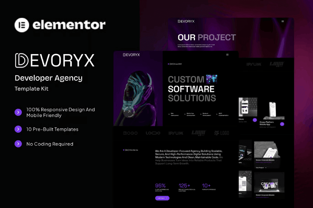 Devoryx – Developer Agency Elementor Template Kit