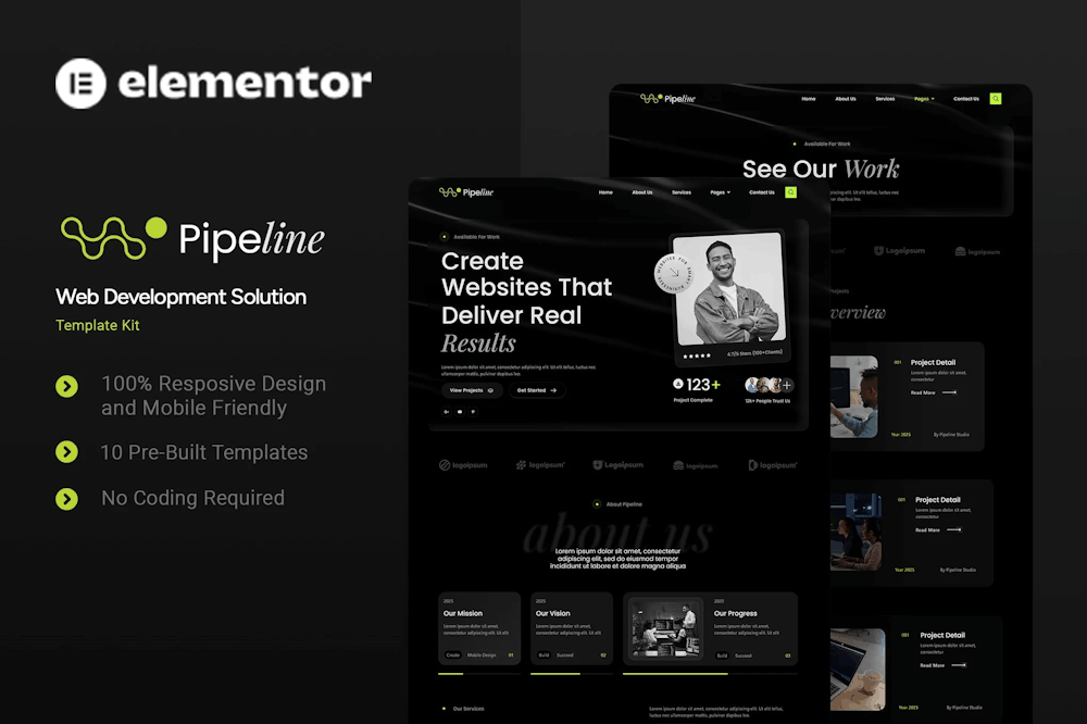 Pipeline – Web Development Solution Elementor Template Kit