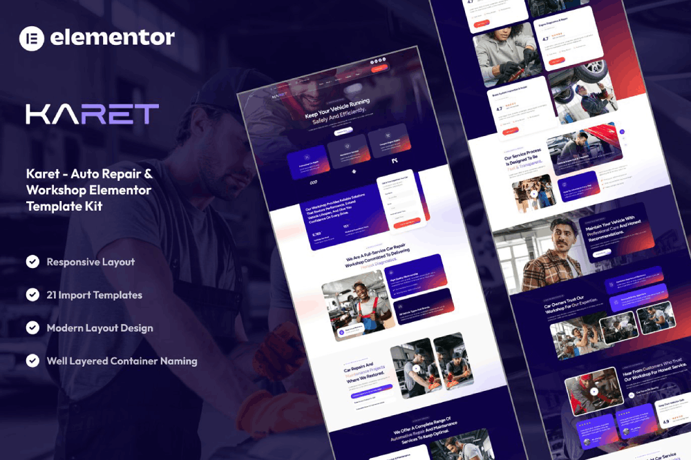 Karet – Auto Repair & Workshop Elementor Template Kit