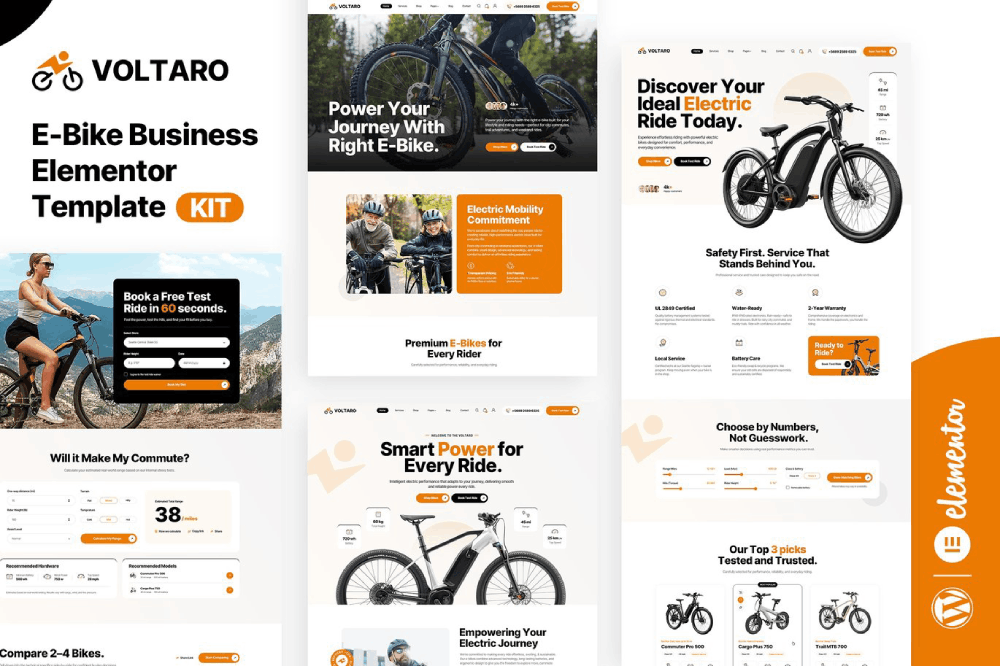 Voltaro – E-Bike Business Elementor Template Kit