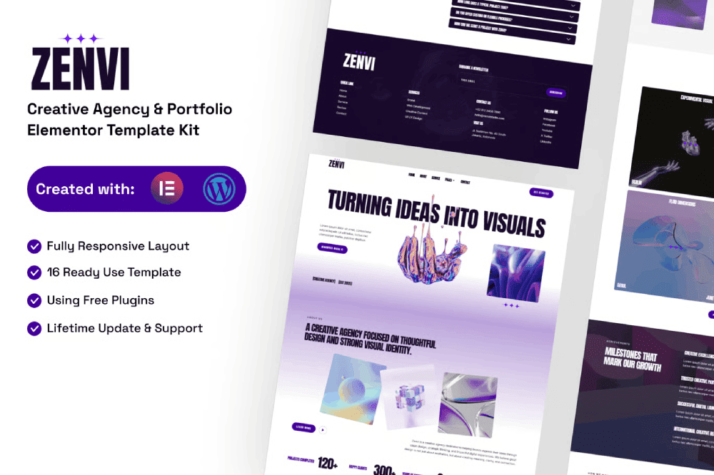 Zenvi – Creative Agency & Portfolio Elementor Template Kit
