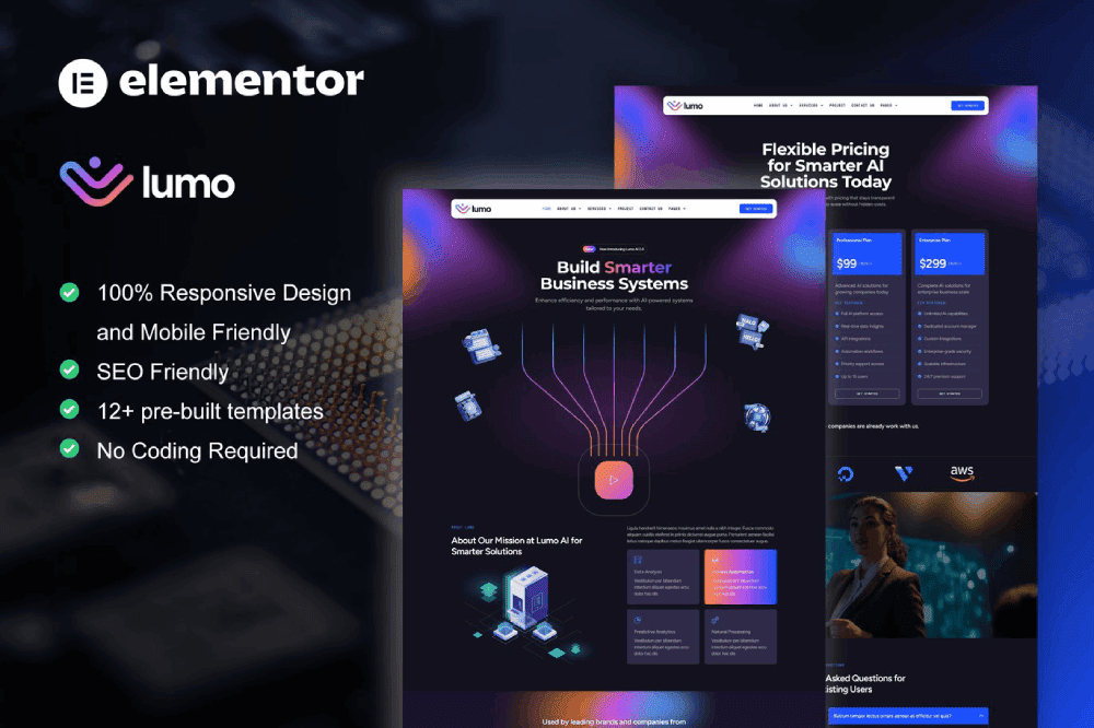 Lumo – AI & Technology Services Elementor Pro Template Kit