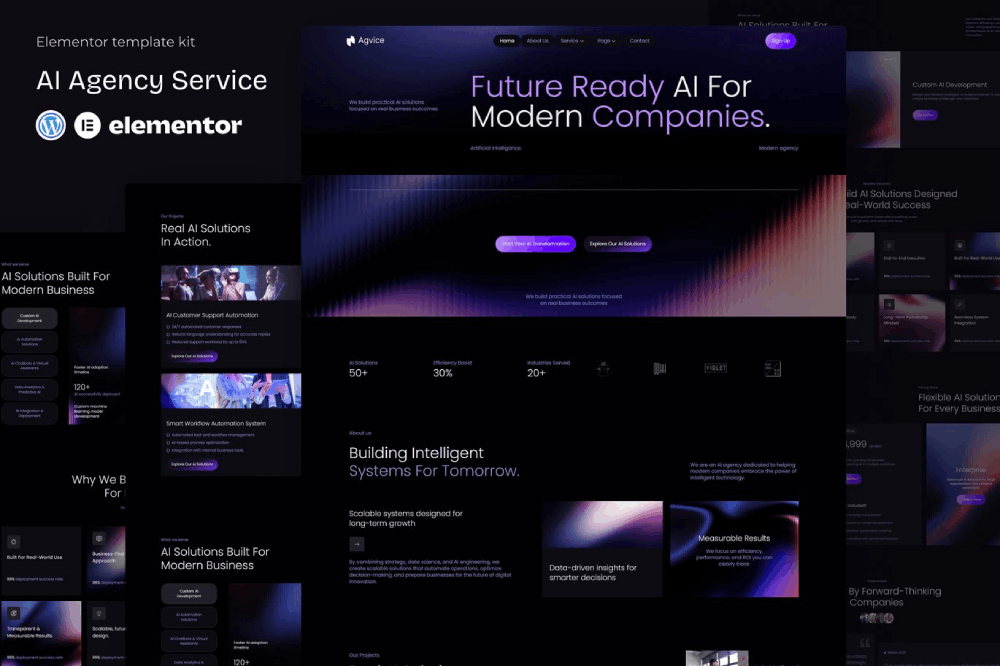 Agvice – AI Agency Service Elementor Template Kit