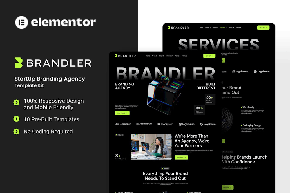 Brandler – StartUp Branding Agency Elementor Template Kit