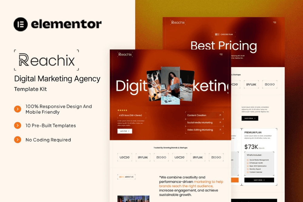 Reachix – Digital Marketing Agency Elementor Template Kit