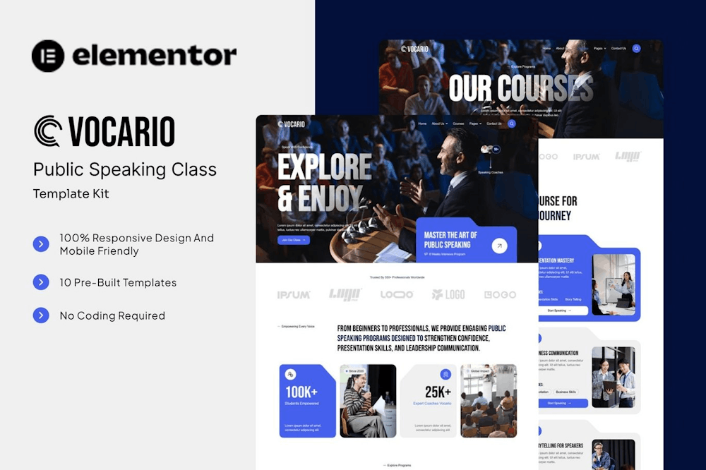 Vocario – Public Speaking Class Elementor Template Kit